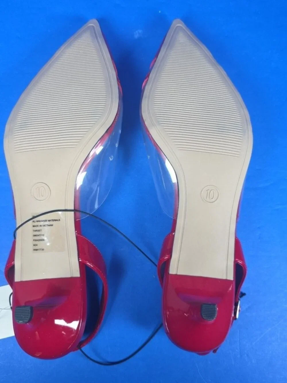 A New Day Shoes Women Red Clear Pointed Toe Heel Eleanor Heart Detail Size 10 - Picture 7 of 7